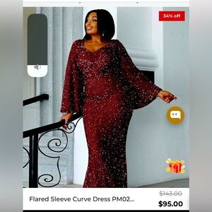 Flared Sleeve Curve Dress